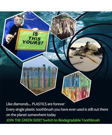 Natureverr Bamboo Toothbrushes - Eco-Friendly Biodegradable Natural Wooden Charcoal Toothbrush Set (4 Pieces) for Daily Use - Buy Online on GoSupps.com