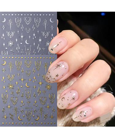 Buy CHANGAR 8 Sheets Moon Star Nail Stickers - Holographic Metallic Sun & Stars Nail Art Decals for Women | Unique Boho Designs | International Shipping Available - Buy Online on GoSupps.com