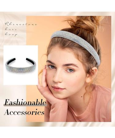 Yunlly Rhinestone Wedding Headband Set - 4 Pcs Bridal Diamond Crystal Tassel Headpiece for Women - Silver - Buy Online on GoSupps.com
