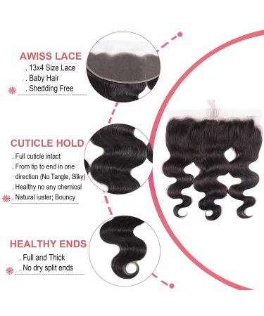 12 13x4 HD Lace Frontal Brazilian Body Wave Hair Closure - 100% Virgin Brazilian Human Hair, Natural Black Color - Buy Online on GoSupps.com
