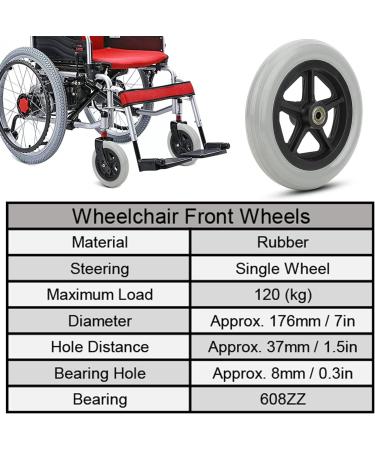 EVTSCAN Universal 7 Inch Anti-slip Rubber Wheelchair Front Caster Wheel Replacement 5 Spoke Rollator Wheel 264 Lb Weight Capacity for Elders Patients Hospitals Clinics and Rehabilitation Centers - Buy Online on GoSupps.com