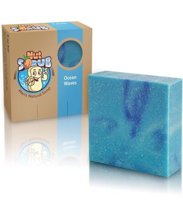 Nut Scrub - All Natural Premium Deodorant Bar Soap for Men | Mens Fragrance Soaps Sensitive Moisturizing Organic Ingredients | Bath or Shower| Handmade in USA - 5oz Ocean Waves