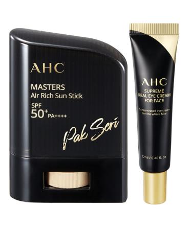 AHC Air Rich Sun Stick SPF50+PA++++ 14g + AHC Supreme Real Eye Cream For Face 12ml (AHC Sunscreen & Eye Cream Special Set) 2.0 Count