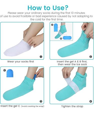 SuzziPad Cold Therapy Socks with 6 Gel Ice Pack for Foot Pain Relief - Cooling Socks for Chemotherapy, Heel Pain, Achilles Tendonitis, Sprained Ankle - S/M Aqua - Buy Online on GoSupps.com