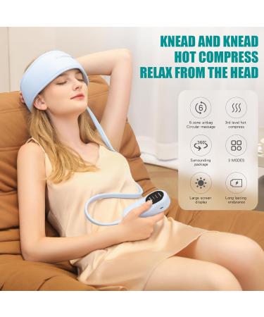 Buy Head Massager with Airbag Kneading & Hot Compress - Relief for Headaches Stress & Sleep Aid | Sky Blue Large - International Shipping Available - Buy Online on GoSupps.com