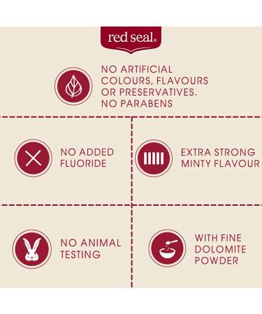 Red Seal Strong Mint Toothpaste - Extra Strong Mint Flavor with Dolomite Powder for Fresh Breath and Stain Removal - No Fluoride, Preservatives, Artificial Flavors or Colors - Single Pack - Buy Online on GoSupps.com
