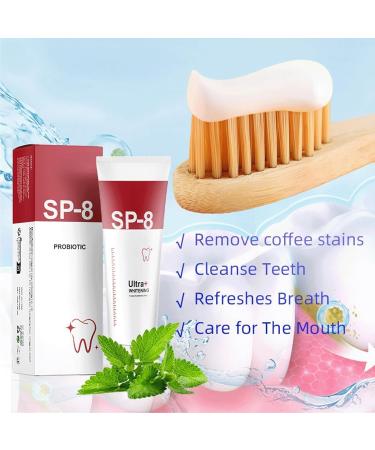 SP-8 Probiotic Whitening Toothpaste Sp-8 Ultra Whitening Toothpaste Deep Cleaning and Caring Toothpaste Stain Removal Fresh Breath Deep Clean - Buy Online on GoSupps.com