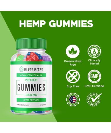 Bliss Bites Gummies - Official Formula - Bliss Bites Hemp Gummies Performance Blend Hemp Extract Formula 25mg Hemp per Gummy 1500mg per Bottle Great Taste Big Size Extra Strength (60 Gummies) 60 Count (Pack of 1) - Buy Online on GoSupps.com
