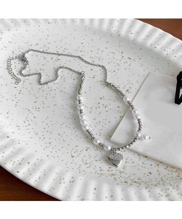 Oralgo's Stylish Heart Fan Necklace - Fashionable Pearl Choker for Women & Girls | Perfect Gift in Alloy Material - Buy Online on GoSupps.com