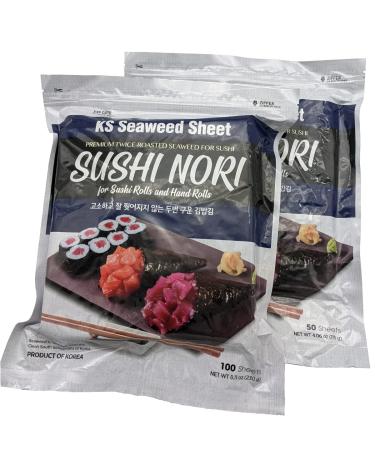 Twice Roasted Seaweed Sheets 7.50 x 8.25 (100 Sheets) - Premium Quality Seaweed Snack - Buy Online on GoSupps.com