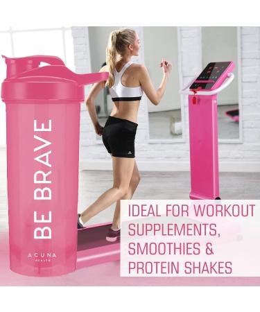 Be Brave Protein Shaker Bottle 700ml - 2 Pack BPA-Free Mixer Ball & Airtight Lid for Smooth Shakes - Pink - Buy Online on GoSupps.com