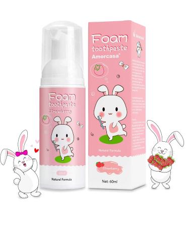 Foam Foothpaste Kids, Child-Friendly Formula Edible for Kids Oral Cleaning and Prevention Decay, Strawberry Flavor ,60ml, 1Pack 2.02 Fl Oz (Pack of 1)