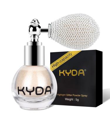 KYDA Highlighter Powder Spray Glitter High Gloss Spray Shimmer Sparkle Powder Makeup Spray for Face Body Cosmetic-Light Gold A-Light Gold 0.17 Ounce (Pack of 1)