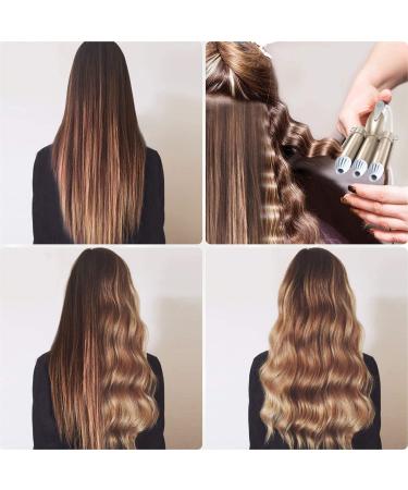 Ten-Tatent 3 Barrel Hair Waver Curling Iron 25mm - 2 Temperatures - Quick Heating - for Long or Short Hair Styling - Heat Resistant Glove - Gold - Buy Online on GoSupps.com