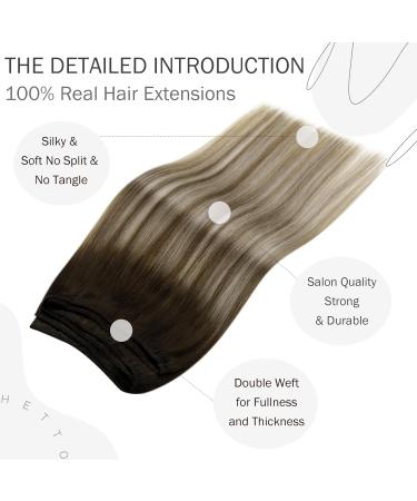 Buy Hetto Remy Real Hair Extensions - Ombre Dark Brown Mix Ash Brown & Medium Blonde #3/8/22 | 70g 30cm - Best Quality & Hot Sales! - Buy Online on GoSupps.com