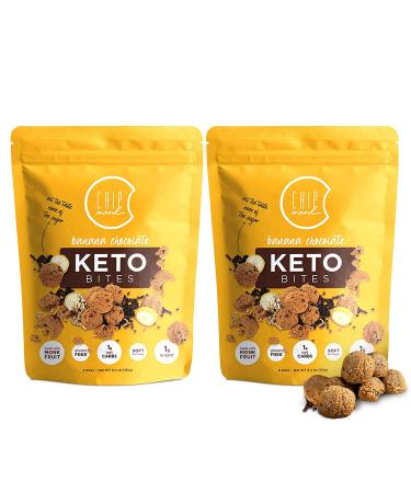ChipMonk Keto Cookie Bites  Delicious, Low Carb, Diabetic Friendly, 1g Net Carb, Gluten Free, Sugar Free Keto Bites Sweetened with Allulose & Monk Fruit (Banana Chocolate Chip, 2 Pouches (16 Bites) Banana Chocolate Chip 2
