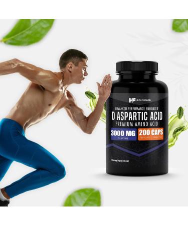 D-Aspartic Acid (DAA) 3000mg - 200 Capsules | Premium Non-GMO & Gluten Free Amino Acid Supplement for Optimal Performance - Buy Online on GoSupps.com