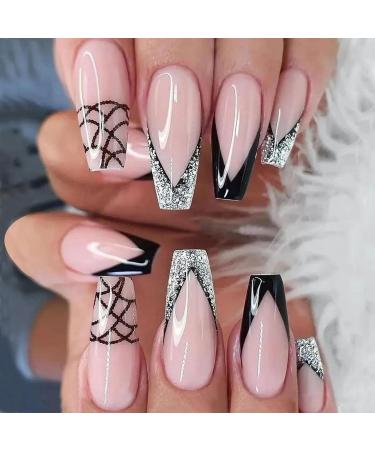 2Pcs Long False Nails With Glue | Press On Nails Kit | 24 Pieces Press on Medium Length Nails Usable False Nails with Jelly Glue Adhesive and Nail File Generic Tools - Buy Online on GoSupps.com