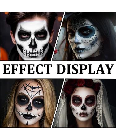  Nepturion Halloween Makeup Halloween Face Makeup Black and White Body Colors (50g) and White (50g) with 2 Brushes Face Paint for Theatre Makeup for - Buy Online on GoSupps.com