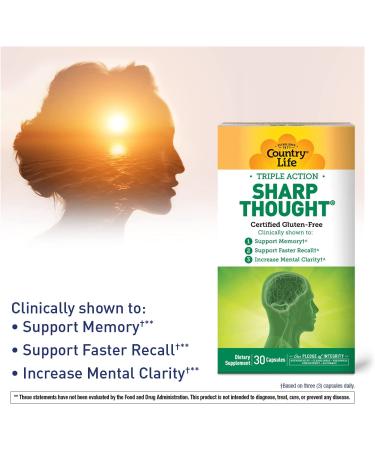 Country Life Triple Action Sharp Thought - 30 Capsules for Memory & Focus - Buy Online on GoSupps.com