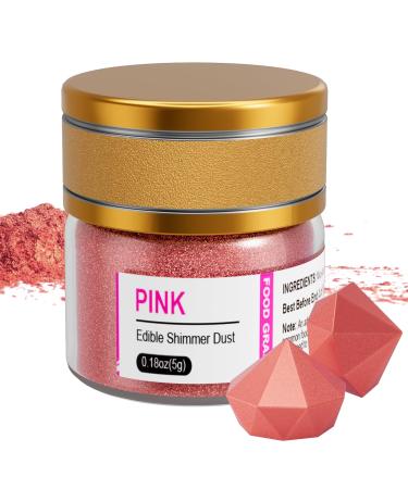 Wwtop pink edible glitter 5G glitter powder for drinks food glitter dust for chocolate strawberries cupcakes Valentine's Day cake fondant glitter powder pink