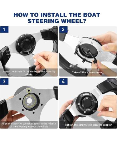 QYMOPAY 12.5 Boat Steering Wheel | Carbon Fiber, Anti-Slip | Marine Steering Wheel Adapter for Boats, Yachts, Pontoon Boats (Black) - Buy Online on GoSupps.com