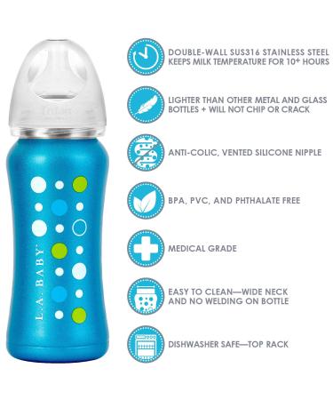 9oz Insulated Stainless Steel Baby Bottle | Non-Toxic Food-Grade | Leak-Free Design - Blue Sapphire Blue - Buy Online on GoSupps.com