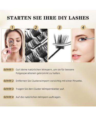 QueWel Cluster Lashes - 72 pcs DIY Eyelash Extensions Soft D Curl 8-16mm Length - Perfect for Home Makeup - Buy Online on GoSupps.com