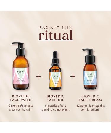 Fushi Biovedic Radiance Face Oil 30ml | Fresh Pressed | Ayurvedic Herb Manjisthta Kalahari Melon Seed & Raspberry Seed | Best for Dull Skin Fine Lines & Dry Skin Relief | Manufactured in The UK - Buy Online on GoSupps.com