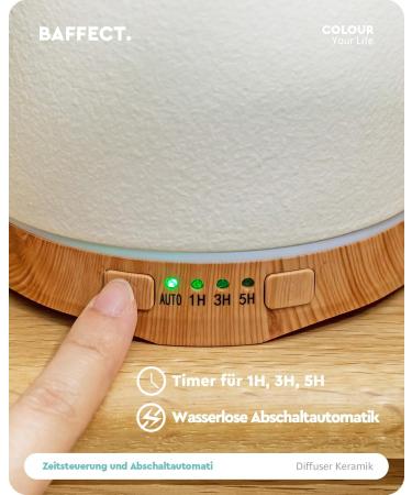 Baffect 250ML Ceramic Aromatherapy Diffuser with Night Light | Electric Room Fragrance & Timer | Perfect Christmas Gift - Buy Online on GoSupps.com