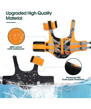 Kuoser Dog Life Jacket | Durable & High Buoyancy Vest for Small Medium Large Dogs | Orange & Camouflage Options | Secure Swimming Safety - Buy Online on GoSupps.com