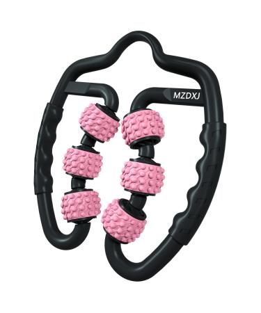 Upgraded MZDXJ Fit Roller Pro,Six-Wheel Fascia Muscle Roller, Cellulite Roller, Massage Roller for Relieve Muscle Soreness Thigh, Calf, Arm, Shoulder Reduce Cellulite,Deep Tissues Massage (Black Pink)