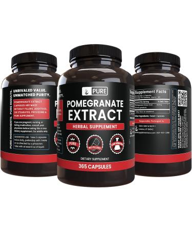 Pomegranate Extract Capsules (365 Count) - Pure Ingredients, No Fillers - Lab Verified - Pack of 1 - Buy Online on GoSupps.com