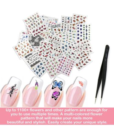KINGMAS 50 Sheets Nail Art Stickers - Colorful Flower & Butterfly Water Transfer Decals for DIY Nail Design - Manicure Tips Decor - Classic Style - Buy Online on GoSupps.com