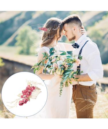 Lurrose Bride Wedding Hair Comb Combs for Hair Rhinestone Pearls Leaf Hair Piece Crystal Hair Side Comb for Women and Girls Rosy - Buy Online on GoSupps.com