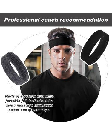 Vsiopy Men's Non Slip Running Headband 6-Pack - Moisture Wicking & Adjustable Workout Sweatbands in Black and Grey - Buy Online on GoSupps.com