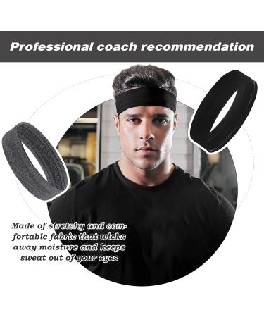 VSIOPY 4-Piece Non-Slip Sports Headbands for Men | Moisture-Wicking Hair Bands for Jogging Yoga Cycling & Fitness | 2 Black & 2 Gray - Buy Online on GoSupps.com