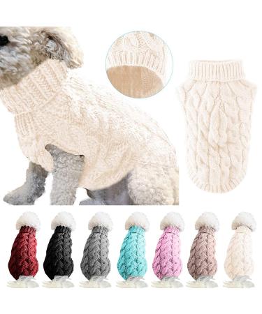 Petyoung dog sweater vest warm coat pet. Soft knitted wool winter sweater knitted crochet coat clothing for small medium dog (l white) l white