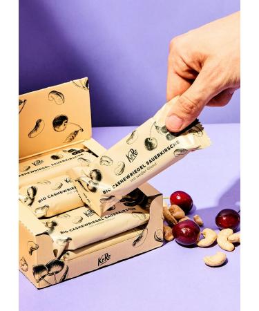 Koro Bio Cashwriegel Sauer Kirsche 12 x 50g | Organic Vegan Gluten-Free Cashew Sour Cherry Snack for Small Hunger - Buy Online on GoSupps.com