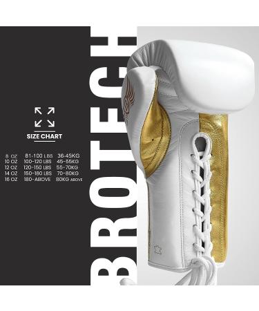 Brotech Pro Boxing Gloves for Men & Women - 16oz White Gold | Training, Sparring, Punching, Heavy Bag, Focus Mitts Pads | Kickboxing, Muay Thai, MMA - Buy Online on GoSupps.com