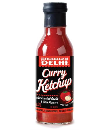 Brooklyn Delhi Curry Ketchup - 13 Ounces - A quarter of the sugar and half the sodium of regular ketchups and a ton more flavor! - Vegan - No artificial additives Curry Ketchup 14 Ounce (Pack of 1)