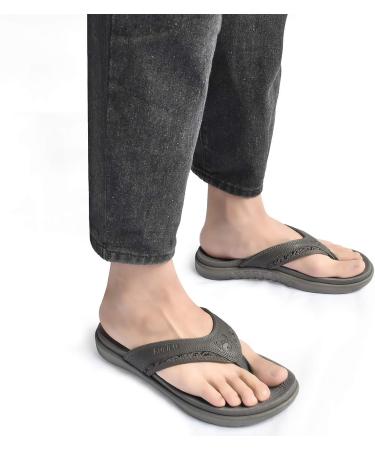 KuaiLu Men's Leather Orthotic Flip Flops with Arch Support for Outdoor Summer - Comfortable Sandals for Plantar Fasciitis - Buy Online on GoSupps.com