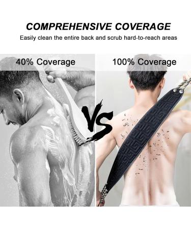 37 Exfoliating Back Scrubber with Handles - Body Exfoliator for Men & Women (Black) - Buy Online on GoSupps.com