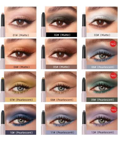  HIFFEY 12 colors eyeshadow pencil waterproof glitter matte nude eyeshadow makeup cosmetics eyeliner pens shadow (Color: 10) - Buy Online on GoSupps.com