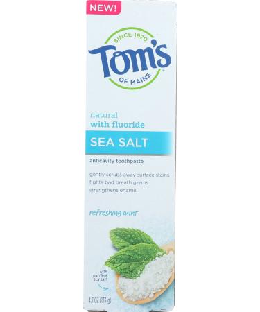 Tom's of Maine, Sea Salt Whitening Toothpaste - Refreshing Mint, 4.7 Ounce