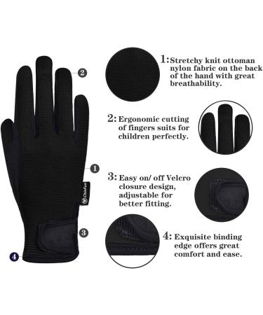 ChinFun Kids Horse Riding Gloves - Black, Size M (Age 8-10) - Equestrian Outdoor Mitts for Boys & Girls - Buy Online on GoSupps.com