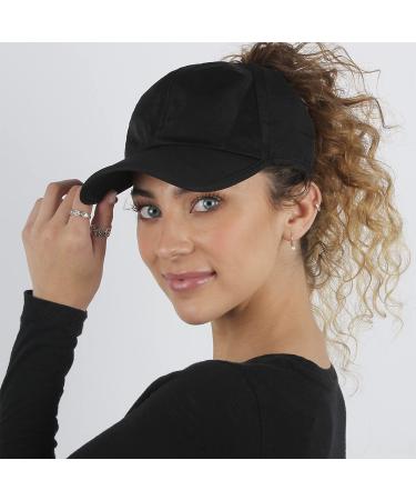 Ponyflo Active Ponytail Hat for Women - High Ponytail Baseball Cap in Black - Buy Online on GoSupps.com
