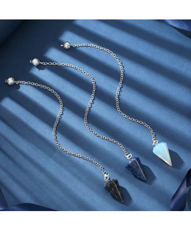 Xiannvxi 3pcs Crystal Pendulum Set - Labradorite Opal & Lapis Lazuli for Reiki Meditation & Spiritual Gifts | Esoteric Gemstones - Buy Online on GoSupps.com