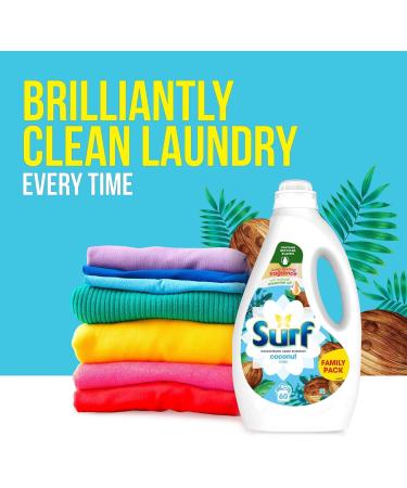 Surf Concentrated Liquid Detergent Long Lasting Fragrance and Made with Natural Essential Oil Tropical Lily or Coconut Bliss Family Pack 1.62 Litre 60 Washes (Coconut Bliss Buy 2) - Buy Online on GoSupps.com