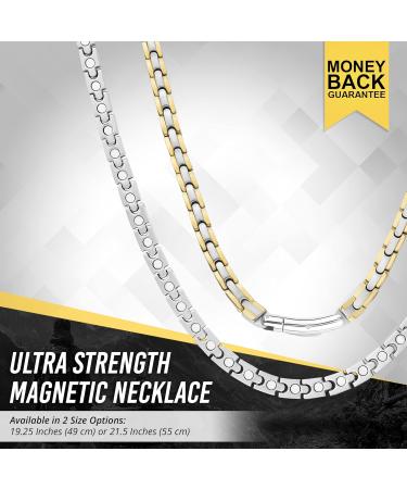 Magnetrx Titan Magnetic Therapy Necklace - Natural Pain Relief for Back Shoulder Headaches & Migraines - 19.25 Inch Silver & Gold Design - Buy Online on GoSupps.com